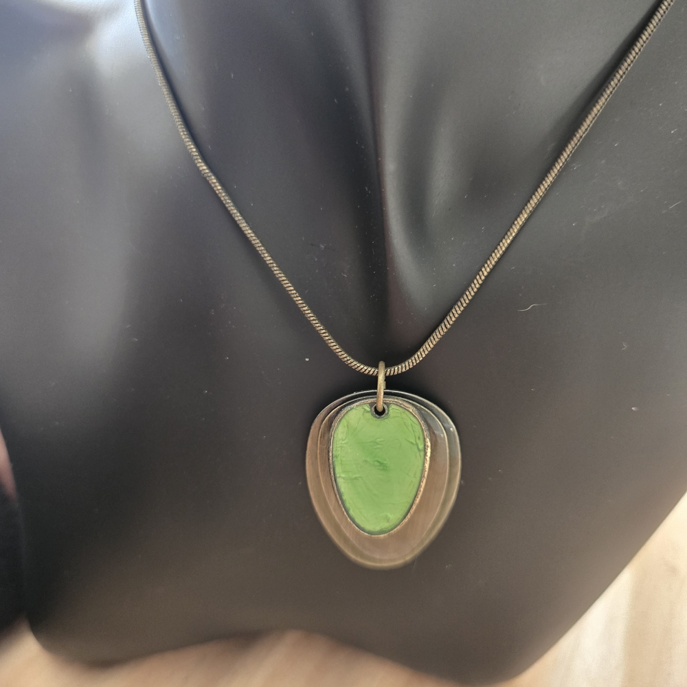 Vintage Liz Claiborne Early 90's Layered Green Pendant And Earrings Set